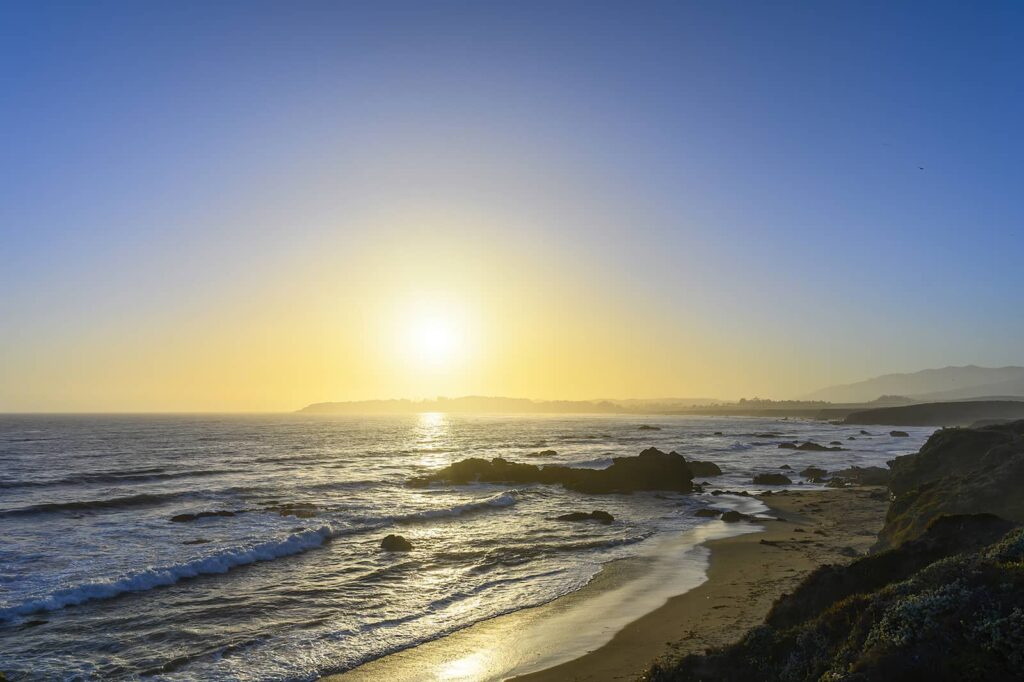 Sunset over the Pacific Ocean in California