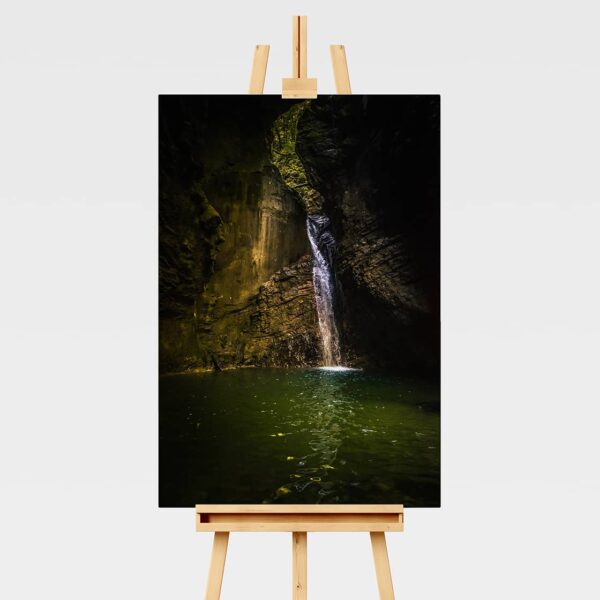 Scenic waterfall in a cave in Slovenia, Wall Art